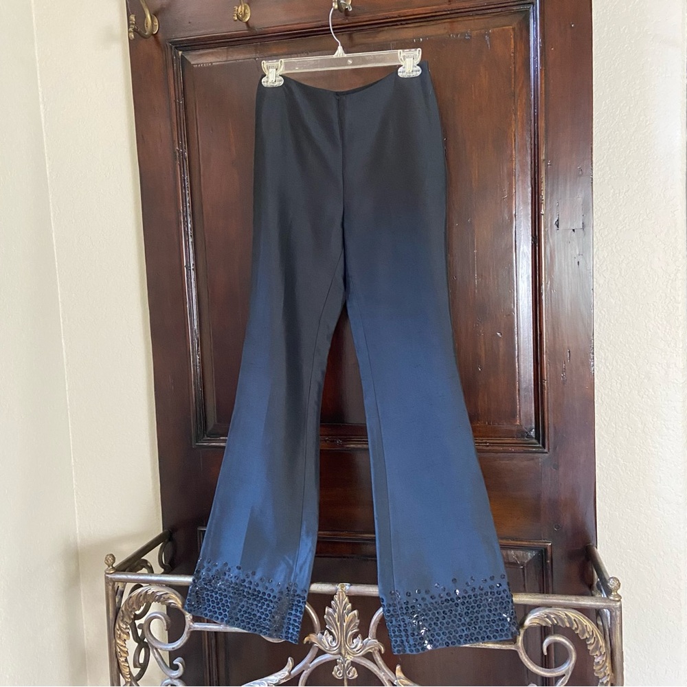 Ann Taylor Black Beaded Straight Leg Pants